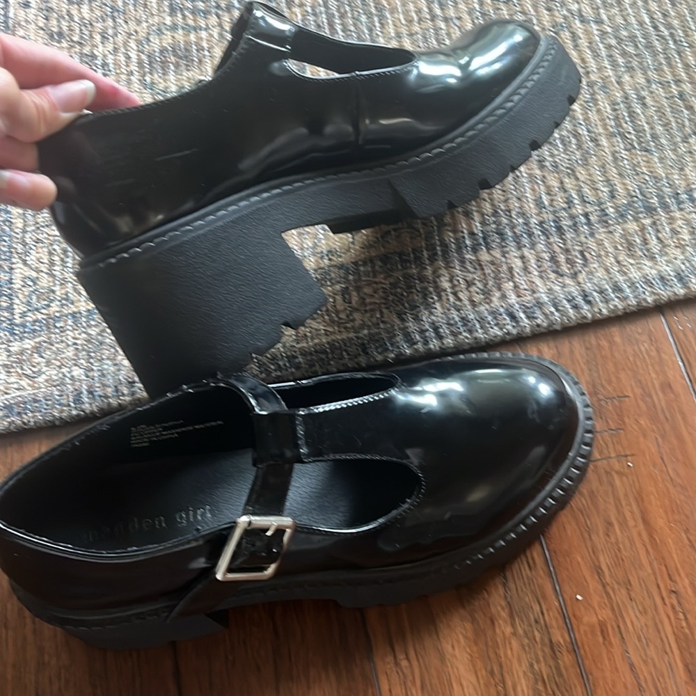 Madden Girl Black Platform T-Strap Shoes